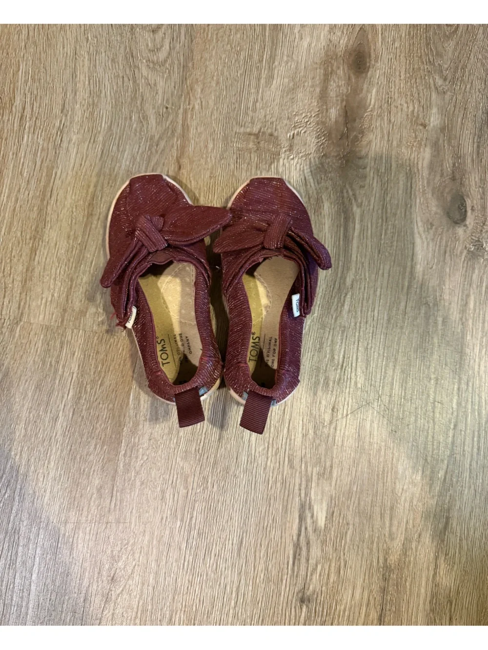 TOMS Kids Bow Slip-On Shoes in Deep Burgundy
